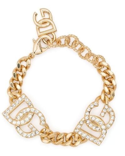 Dolce & Gabbana Crystal-embellishment Link-chain Bracelet - Metallic