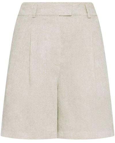Brunello Cucinelli High-waisted Linen Shorts - White