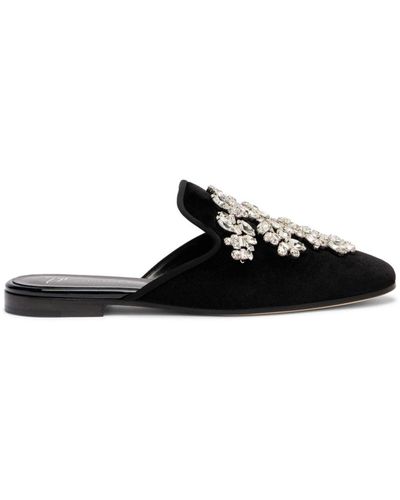 Giuseppe Zanotti Elsa Crystal Velvet Mules - Black