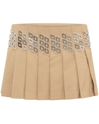 Dion Lee Diamond-stud Pleated Miniskirt - Natural