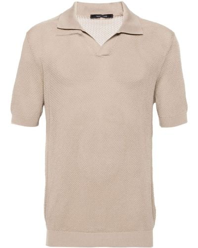 Tagliatore Jake Open-knit Cotton Polo Shirt - Natural