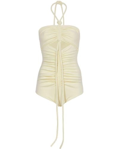 Proenza Schouler Compact Jersey Ruched Bodysuit - White