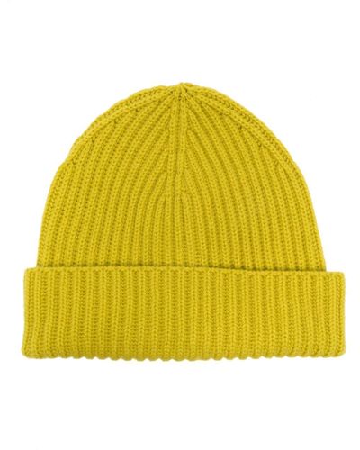 Moorer Logo-tag Knitted Cashmere Beanie - Yellow