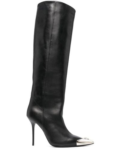 Philipp Plein 110mm Skull-detail Leather Boots - Black