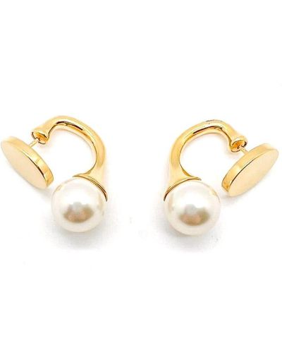 JENNIFER GIBSON JEWELLERY Preloved Chloe Double Sided Pearl Logo Earrings 2010s - Metallic