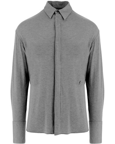 Ferragamo Jersey Long-sleeve Shirt - Gray