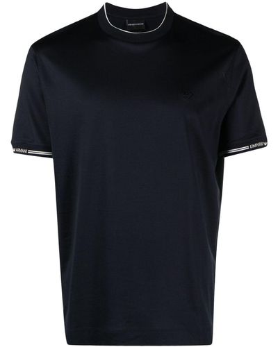 Emporio Armani T-shirt en coton mélangé à logo imprimé - Noir