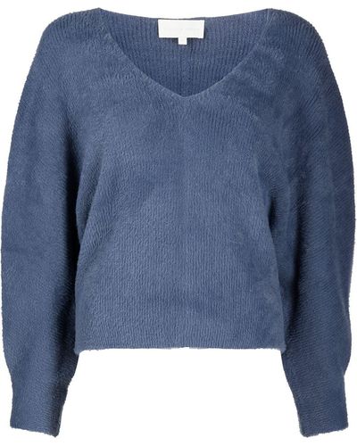 Michelle Mason Cropped V-neck Sweater - Blue