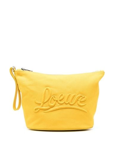 Loewe Cosmetic Logo-embroidered Make-up Bag - Yellow