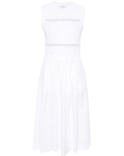 Peserico Knitted-panel Flared Midi Dress - White