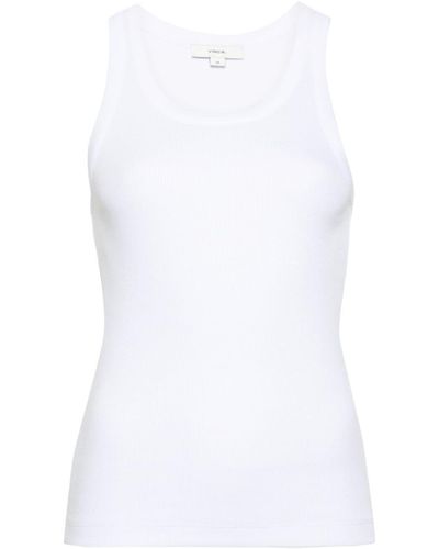 Vince Scoop-neck Ribbed Tank Top - White