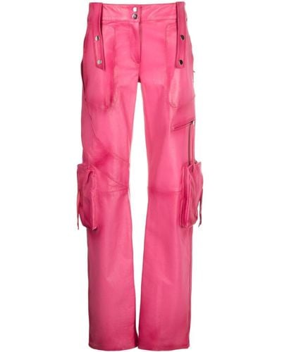 Blumarine Slim-cut Leather Cargo Trousers - Pink