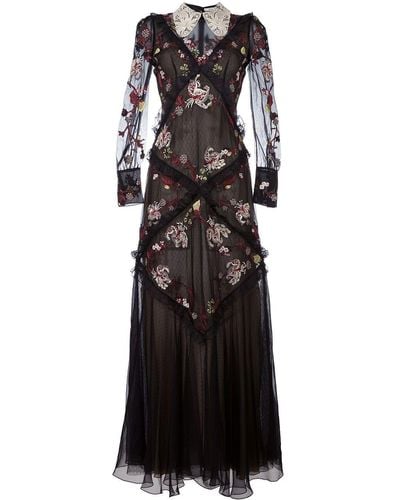 Erdem Seidenkleid mit Stickerei - Schwarz