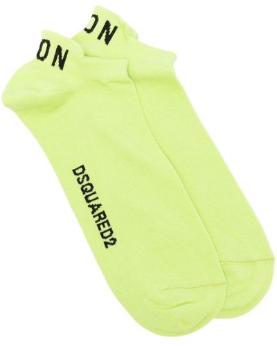 DSquared² Intarsia-knit Logo Ankle Socks - Yellow