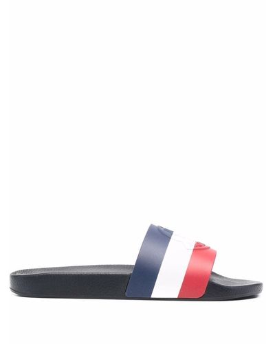 Moncler Basile Stripe Logo Slide Sandals - Black