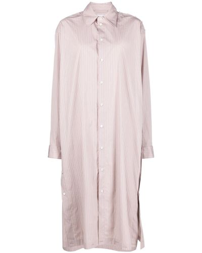 Lemaire Neutral Striped Shirt Dress - Pink