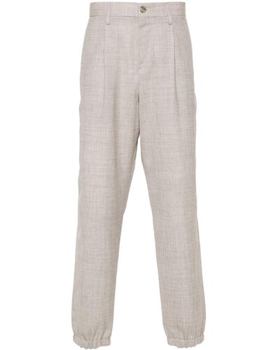 Canali Chambray Wool-blend Pants - Gray