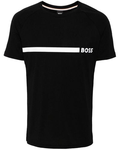 BOSS Katoenen T-shirt Met Logoprint - Zwart