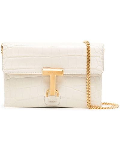 Tom Ford Mini Monarch Leather Crossbody Bag - Natural