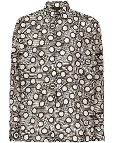 Dolce & Gabbana Seidenhemd mit geometrischem Print - Schwarz