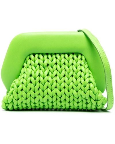 THEMOIRÈ Cable Knit Leather Satchel Bag - Green