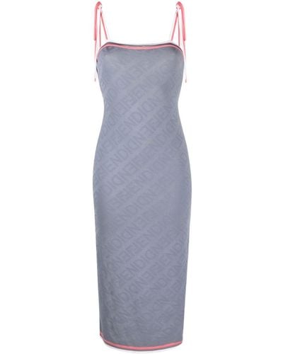 Fendi Midi-jurk Met Monogram - Blauw