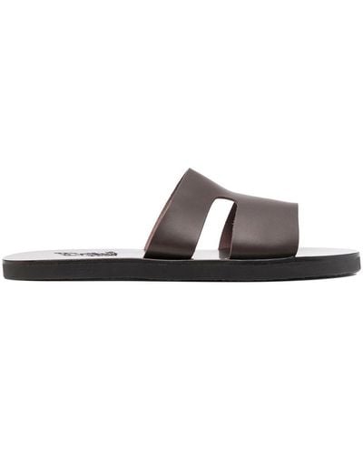 Ancient Greek Sandals Apteros Cut-out Leather Slides - Brown