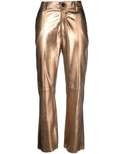 Forte Forte High-waist Tapered-leg Leather Trousers - Natural