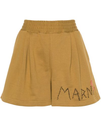 Marni Logo-embroidered Track Shorts - Natural