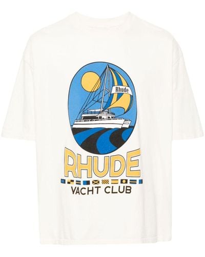 Rhude Yacht Club Cotton T-Shirt - White