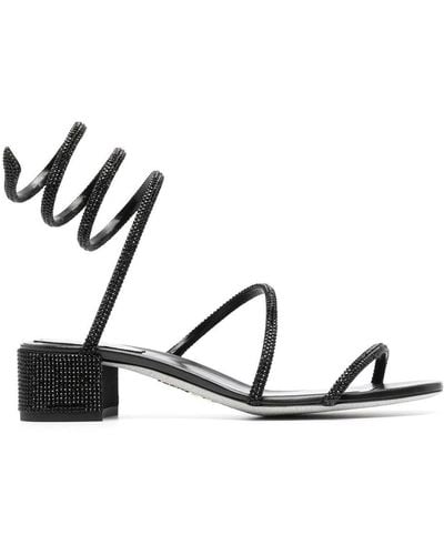 Rene Caovilla Cleo 40mm Open Toe Sandals - Black