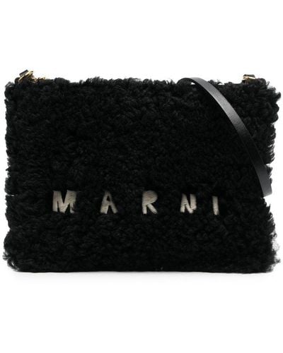 Marni Lamb Fur Cross-body Bag - Black