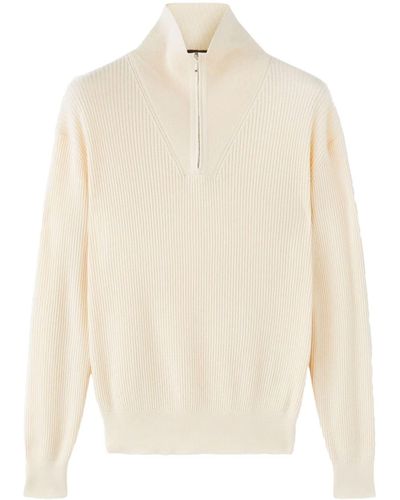 Loro Piana Half-zip Ribbed-knit Sweater - White