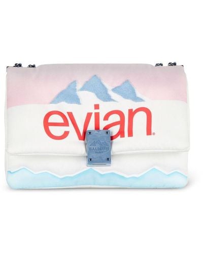 Balmain X Evian sac porté épaule en cuir - Blanc