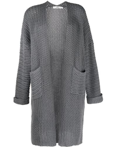 B+ AB Shawl-collar Knitted Cardi-coat - Grey