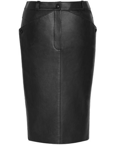 Saint Laurent Paneled Leather Skirt - Black