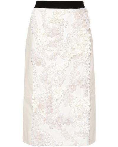 Plan C Sequin Midi Skirt - White