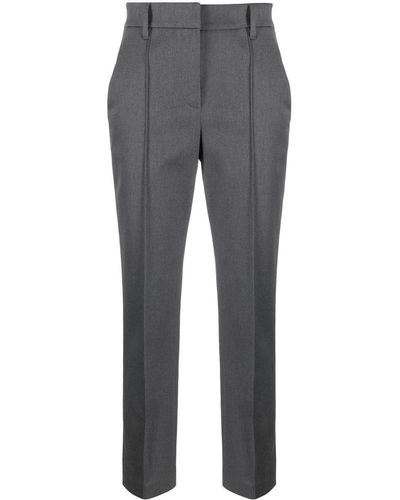 Brunello Cucinelli Pleated Cropped Pants - Gray