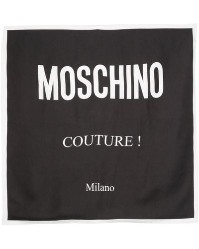 Moschino Foulard en soie à logo imprimé - Noir