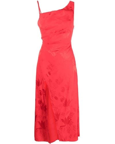 For Love & Lemons Ilana Jacquard-pattern Midi Dress - Red
