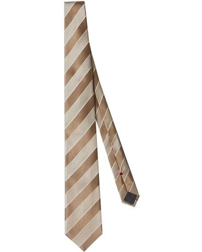 Brunello Cucinelli Gestreifte Krawatte aus Seide - Natur