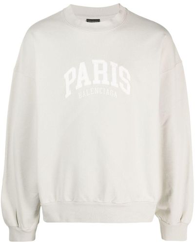 Balenciaga Cities Paris Logo-embroidered Sweatshirt - White