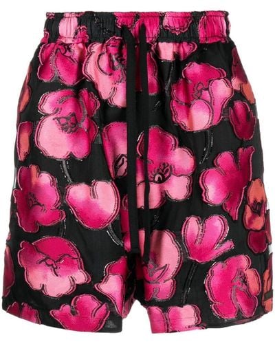 4SDESIGNS Shorts mit Blumen-Print - Pink
