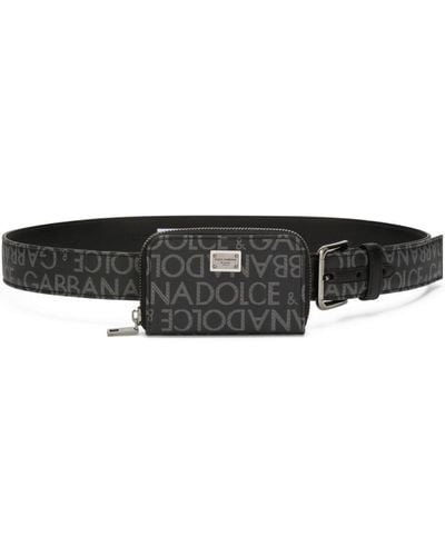 Dolce & Gabbana Cinturón con logo en jacquard - Negro