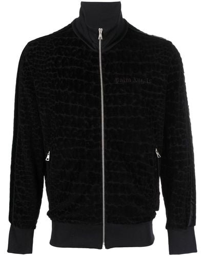 Palm Angels Funnel Neck Zip-up Sweater - Black