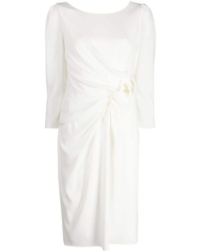 Paule Ka Draped-detail Crepe Midi Dress - White