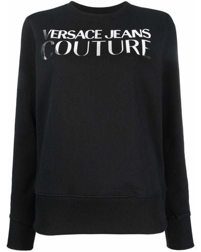 Versace ヴェルサーチェ・ジーンズ・クチュール ロゴ スウェットシャツ - ブラック