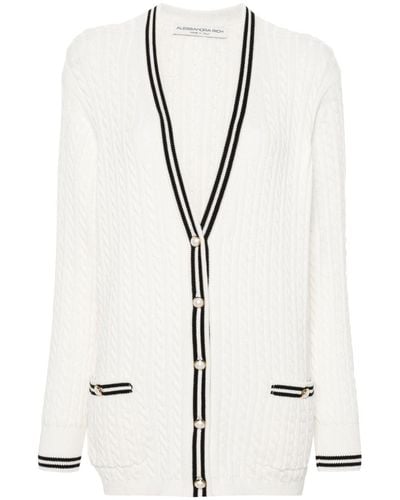 Alessandra Rich Cotton Blend Knitted Cardigan - White