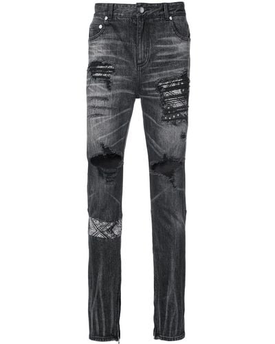 God's Masterful Children Ripped Paisley Insert Jeans - Black