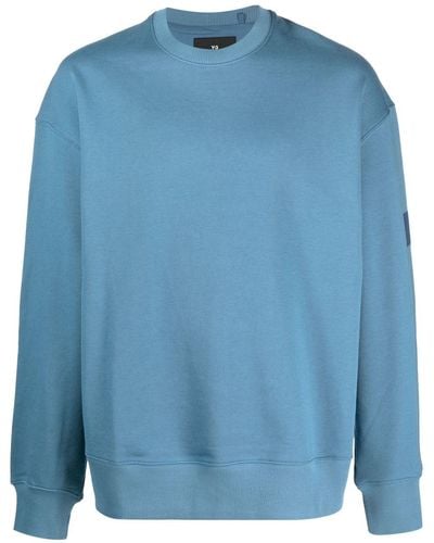 Y-3 Logo-print C-neck Sweatshirt - Blue